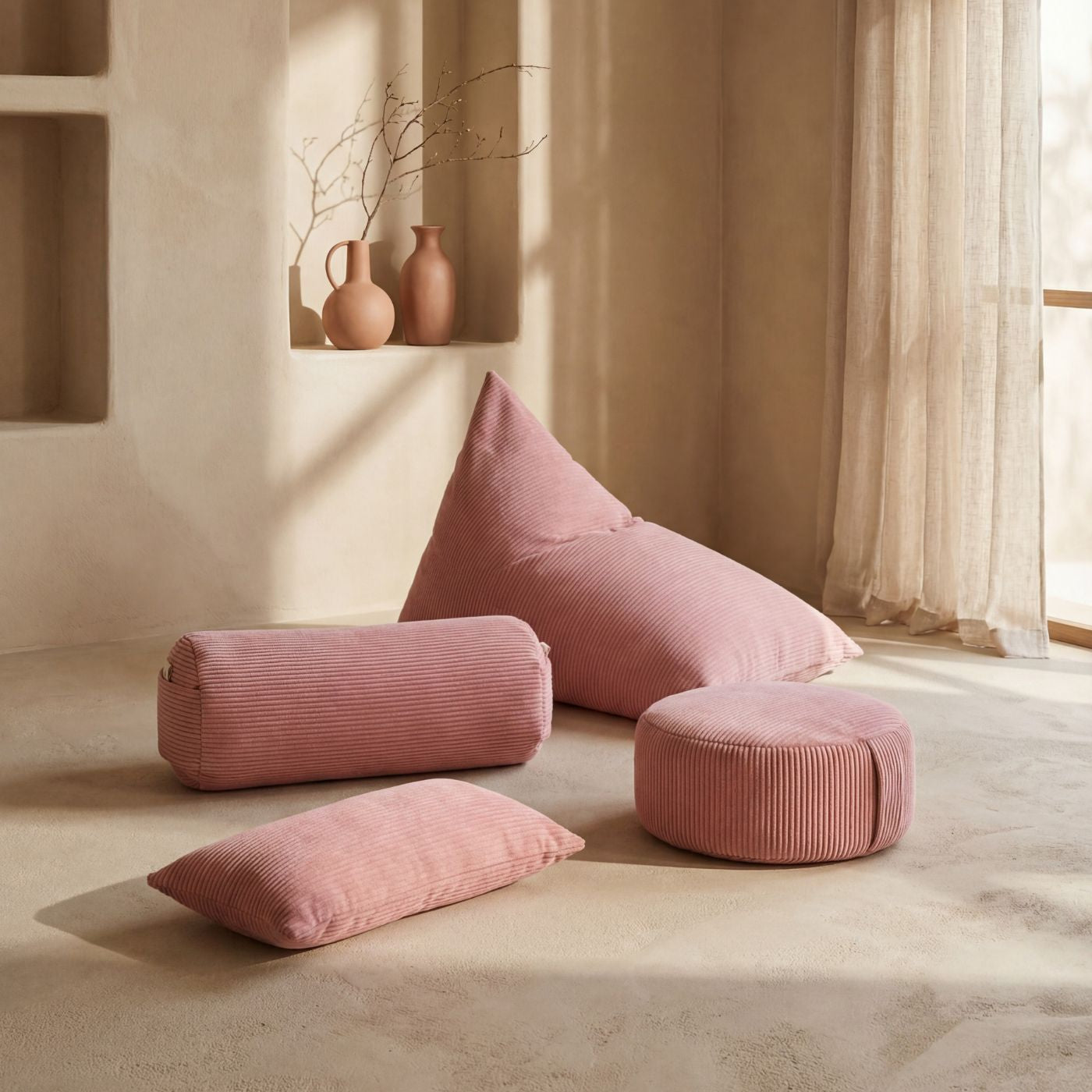 Oreiller Pula - oreiller de yoga rose poudré