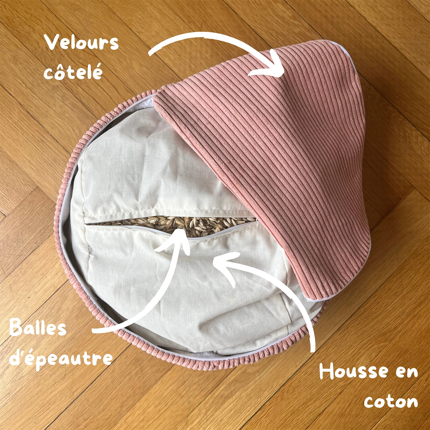 Zafu Osaka Coussin de méditation rose poudré