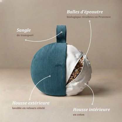 Zafu Oslo - coussin de méditation bleu vert