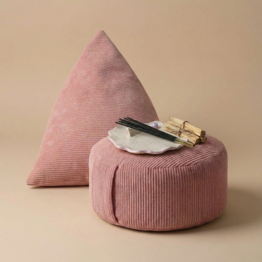 Kit de méditation complet - berlingot Palerme, zafu Osaka et porte-encens coquillage