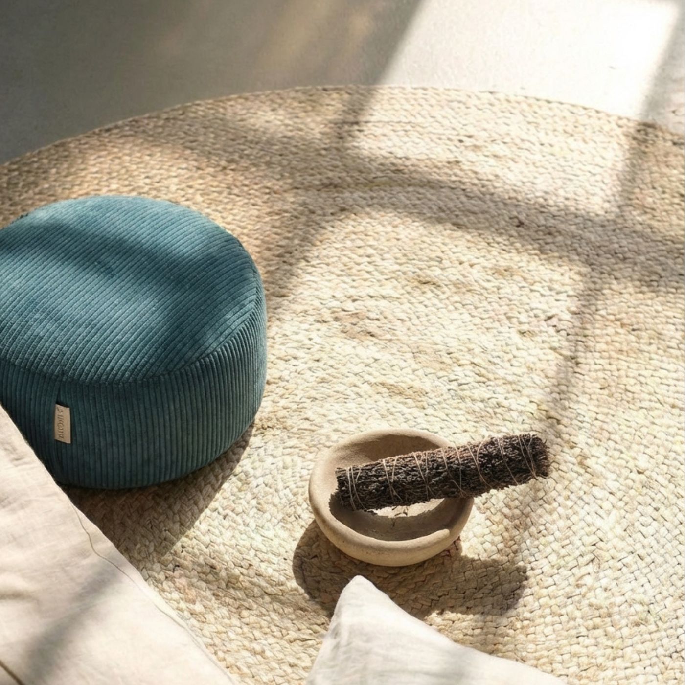 Zafu Oslo - coussin de méditation bleu vert