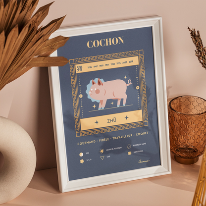 affiche_zen_decoration_signe_chinois_cochon