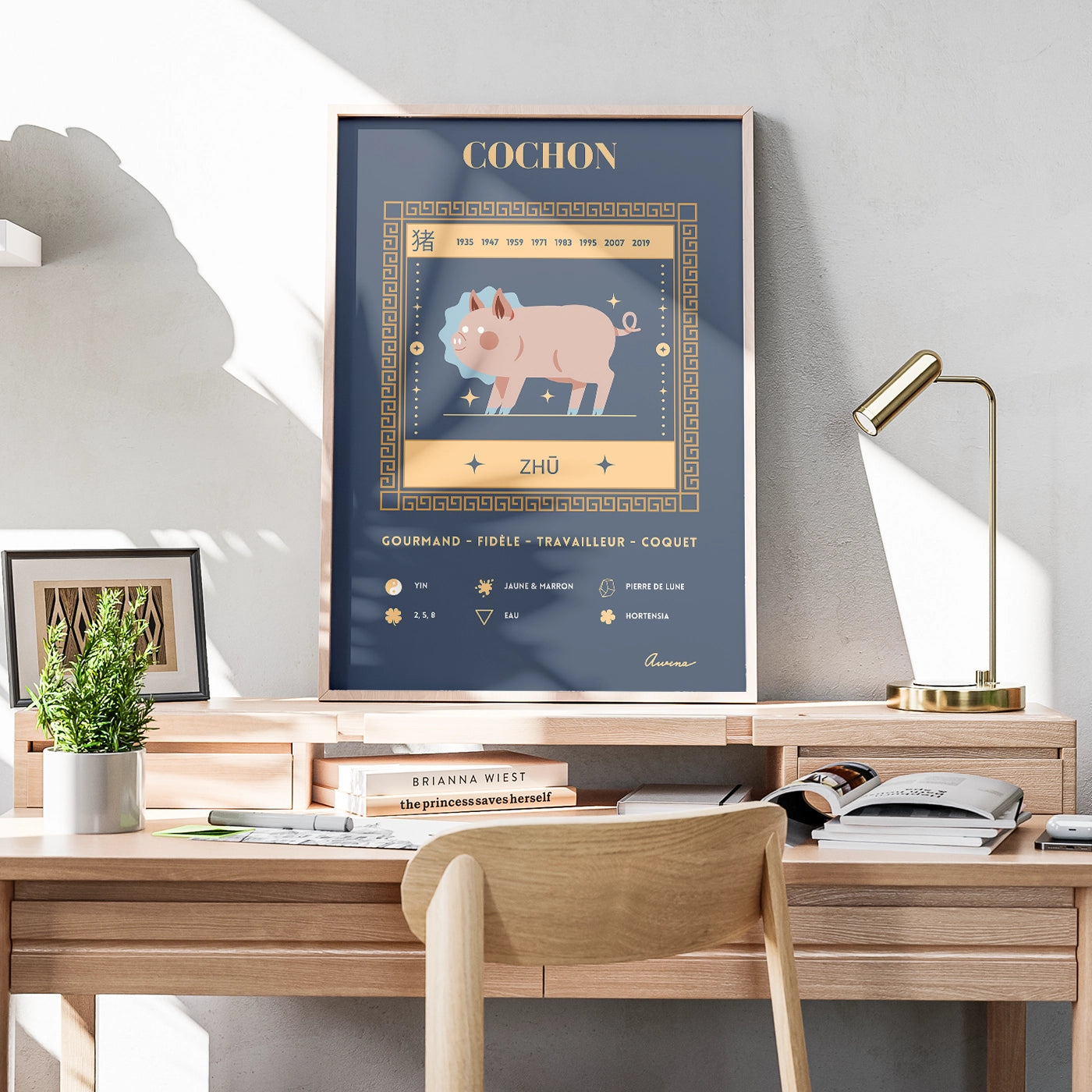 affiche_zen_decoration_signe_chinois_cochon