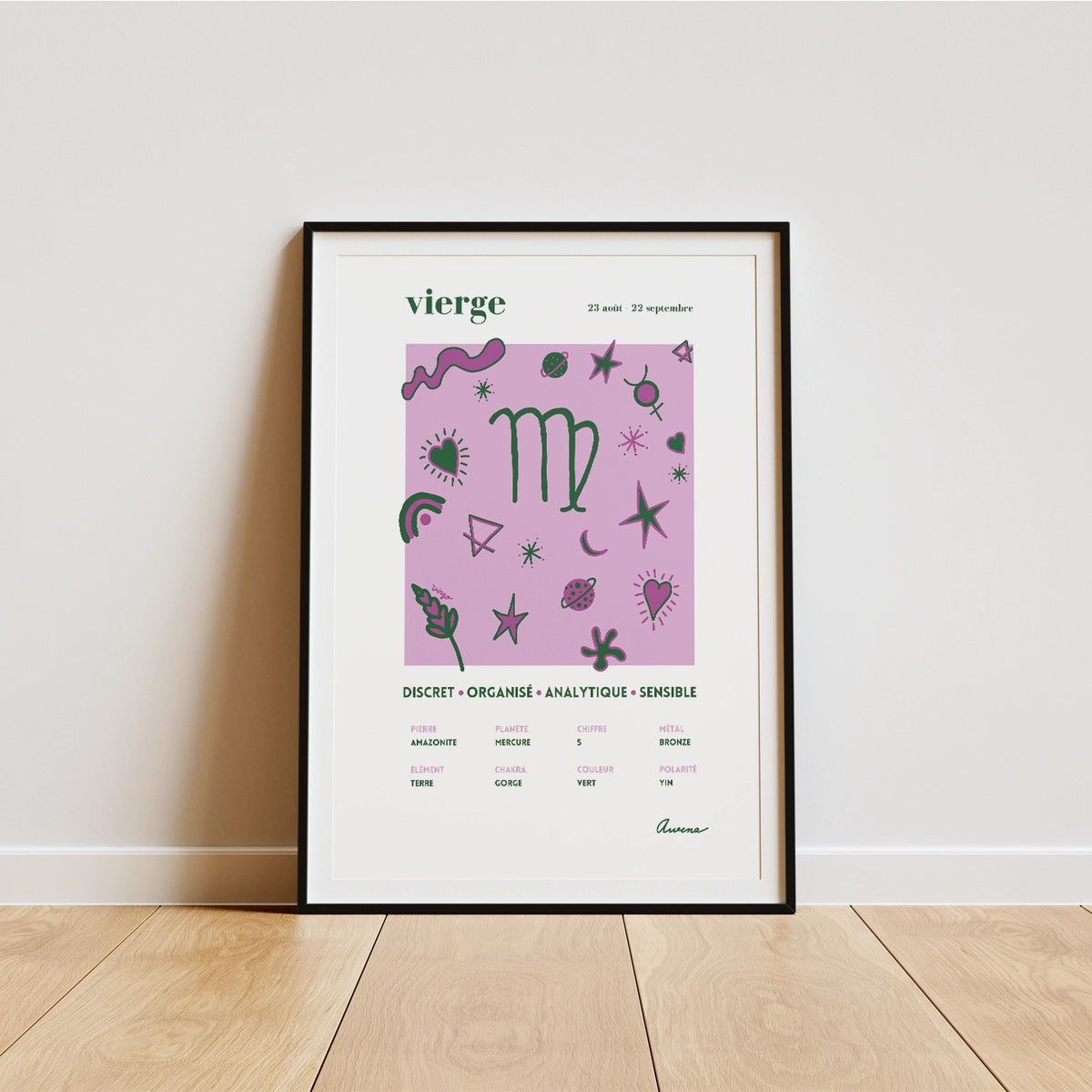 Affiche signe astrologique vierge l Awena Studio