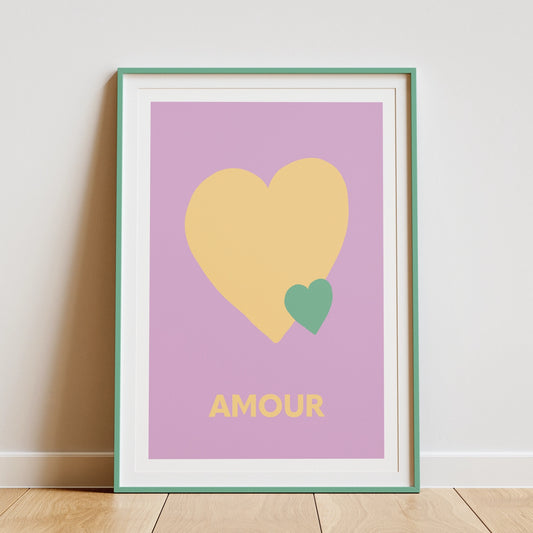 Affiche zen décoration murale amour encadrée et posée sur un parquet