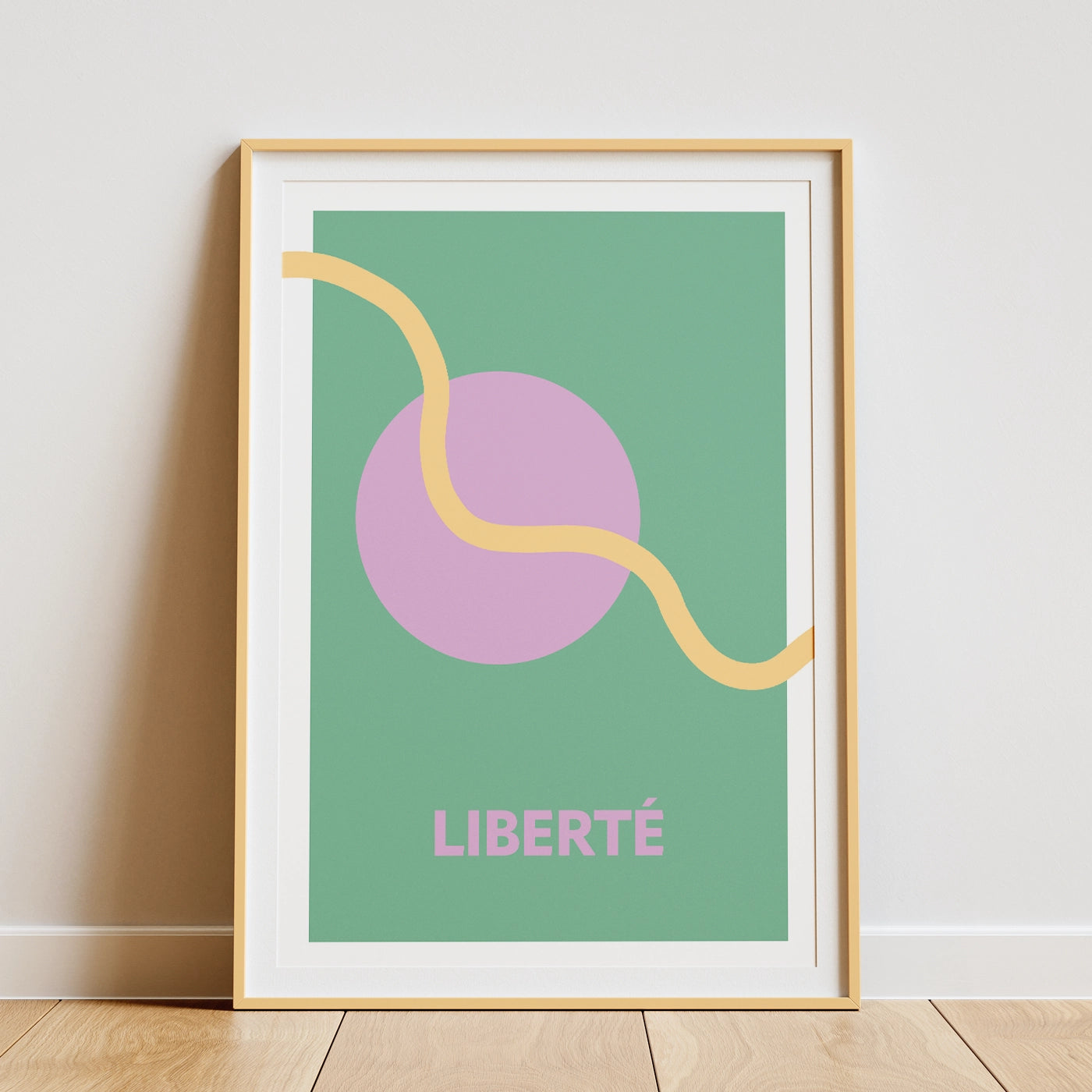 Affiche zen décoration murale liberté encadrée et posée sur un parquet